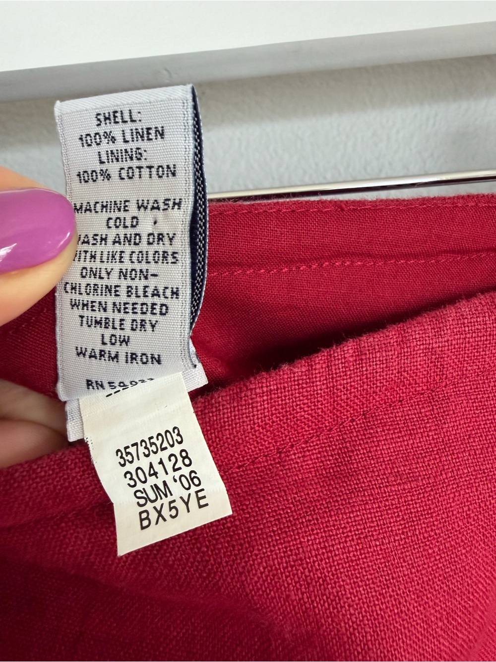 Vintage Y2K Gap Linen Midi Skirt Tiered Red 2006 6 - Picture 3 of 5